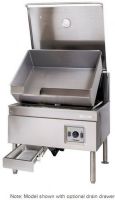 Cleveland SEL-30-TR DuraPan Electric Open Base Tilt Skillet - 30 Gallon, 60 Hertz, 14.4 Kilowatts Wattage, Hinged Cover Type, Power Tilt Features, Floor Model Installation, Electric Power Type, Tilting Style, 32" Cooking Surface Width, 23.50" Cooking Surface Depth, Skillets Type, Spring-assisted, vented cover; open base, Temperature range of 100-450 degrees Fahrenheit, 14.4 kW heating element provides even heating (SEL-30-TR  SEL 30 TR  SEL30TR) 