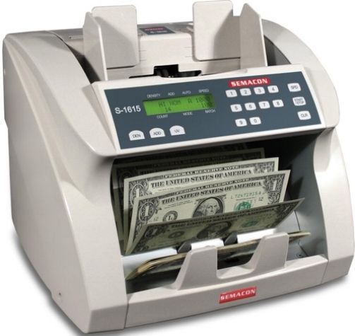 Semacon S-1615 Premium Bank Grade Currency Counter with UV Ultraviolet Counterfeit Detection, Up to 1800 banknotes per minute, Batching10 keys/1-999 Range, SmartFeed Friction Roller System, Hopper Capacity 250  400 Notes, Stacker Capacity 200  300 Notes, Note Size From 100 x 50 to 193 x 100 mm, Counting Mode (SEMACONS1615 SEMACON-S1615 S1615 S 1615)