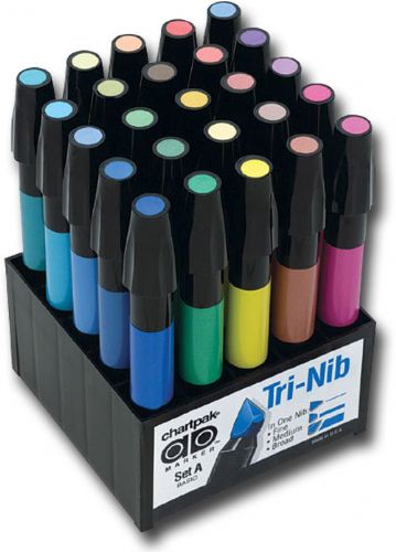 Chartpak SETA AD, Marker 25-Color Basic Set; Non-toxic, solvent-based markers do not streak or feather and are ideal for artistic use on traditional and non-traditional surfaces such as paper, acrylics, ceramics, and more; Colors subject to change; Dimensions 6