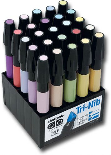 Chartpak SETF AD, Marker 25-Color Pastel Set; Non-toxic, solvent-based markers do not streak or feather and are ideal for artistic use on traditional and non-traditional surfaces such as paper, acrylics, ceramics, and more; Colors subject to change; Dimensions 6