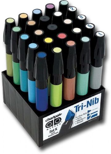 Chartpak SETK AD, Marker 25-Color Art Director Set; Non-toxic, solvent-based markers do not streak or feather and are ideal for artistic use on traditional and non-traditional surfaces such as paper, acrylics, ceramics, and more; Colors subject to change; Dimensions 6