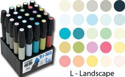 Chartpak SETL AD, Marker 25-Color Landscape Set; Non-toxic, solvent-based markers do not streak or feather and are ideal for artistic use on traditional and non-traditional surfaces such as paper, acrylics, ceramics, and more; Colors subject to change; Dimensions 6