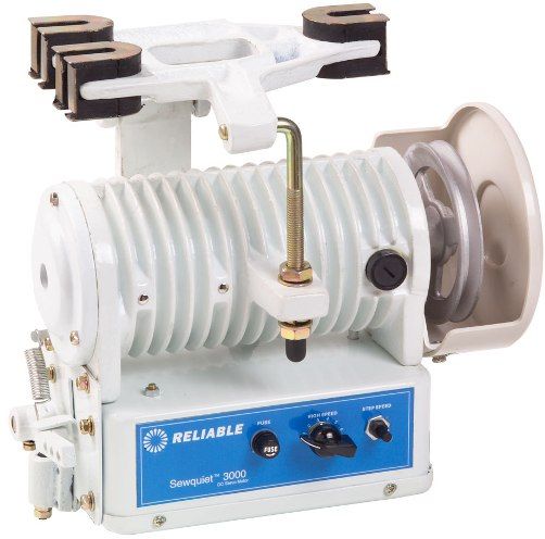 Reliable SEWQUIET 3000 Variable Speed DC Servomotor, No-Guess speed dial (pre-set from #1-6), Quiet operation, Up to 75% less energy, 1/2 H.P. high-torque 400W DC, Step speed control for detail work, Clutch free design, 2 Aluminum pulleys included (SEWQUIET3000 SEWQUIET-3000)