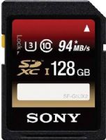Sony SF128UXTQN SFUX-Series 128GB SD Memory Card, Class 10, Enjoy the convenience of fast read speed, Read speed up to 94 MB/s., Up to 60 MB/s Write Transfer Speed, x-Pict Story, Works with File Rescue software to save compromised data, Dimensions (W x H x D) 0.94 x 1.26 x 0.08 in, Weight 0.07 oz, UPC 027242882867 (SF128-UXTQN SF-128UXTQN SF1286UX-TQN) 