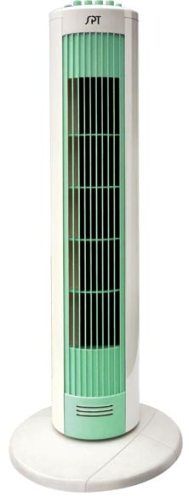 Sunpentown SF-1522 Tower Fan with Night Light, White & Sea Green, Night light with separate control, 3 speed settings, 70 oscillation with separate control, 2 HR auto-off timer, Easy-to-use controls, Safety thermo protection, Integrated carrying handle, ETL, Speed (high) 1400 (100) RPM (SF1522 SF 1522)