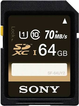 Sony SF64UY2/TQ Class 10 64GB SDXC High Speed Memory Card; Maximum data transfer rates of up to 70 MB/s; Downloadable File Rescue Software; Waterproof, dust-proof, temperature proof, and both UV and Static guards; UPC 027242890756 (SF64UY2TQ SF64UY2-TQ SF-64UY2/TQ SF64UY2)
