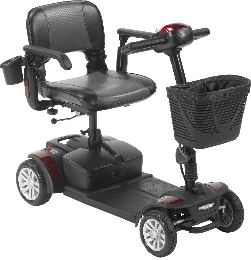 Drive Medical SFEX2417FS-12 Spitfire EX2 4-Wheel Travel Scooter, Standard Battery, 2A Offboard Charger, 6 Climbing Angle, 7.5