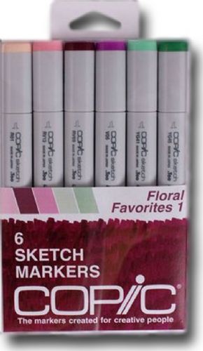 Copic SFLORAL1 Sketch, 6-Color Floral 1 Marker Set; The most popular marker in the Copic line; Perfect for scrapbooking, professional illustration, fashion design, manga, and craft projects; Photocopy safe and guaranteed color consistency; The Super Brush nib acts like a paintbrush both in feel and color application; UPC COPICSFLORA1 (COPICSFLORAL1 COPIC SFLORAL1 COPIC-SFLORAL1)