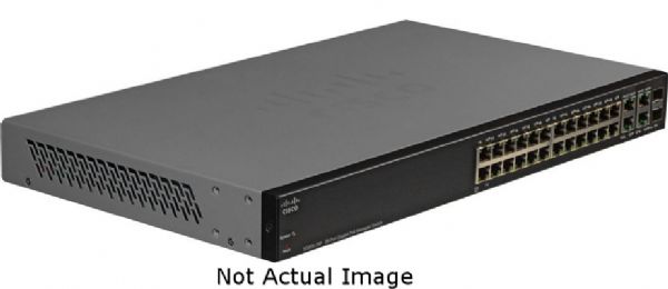 Cisco SF300-28PP-K9 Small Business 300 Series 28-Port 10 100 PoE L3 Managed Switch with Gigabit Uplinks; 26 10/100/1000 ports (24 PoE+ ports with 180W power budget), 2 combo mini-GBIC ports; Embedded security to protect management data traveling to and from the switch and encrypt network communications (SF30028PPK9 SF30028PP-K9 SF300-28PPK9 SF300-28PP)