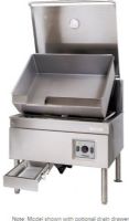 Cleveland SGL-30-TR  DuraPan Gas Open Base Tilt Skillet, 30 Gallons Capacity, 60 Hertz, 1 Phase, Hinged Cover Type, Power Tilt Features, 3/4" Gas Inlet Size, Floor Model Installation, NSF Listed, Gas Power, Tilting Style, Skillets, 32" Cooking Surface Width, 23.50" Cooking Surface Depth, Spring-assisted, vented cover; open base, 91,000 BTU, Power tilt for easy pouring, Temperature range of 100-450 degrees Fahrenheit (SGL-30-TR SGL 30 TR SGL30TR) 