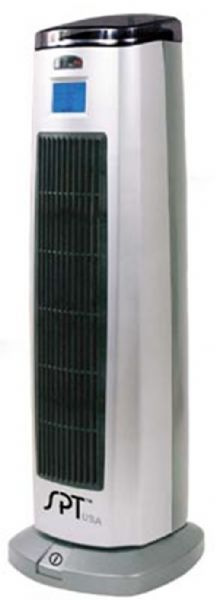 Sunpentown SH-1508 Tower Ceramic Heater with Ionizer, Digital thermostat with LCD display, ON/OFF timer, up to 7.5 hours, Transparent cover with remote control storage, Built-in air filter and Ionizer (SH1508 SH 1508)