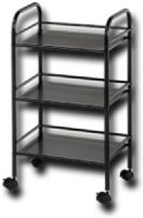Alvin SH3BK Storage Cart 3-Shelf Black, Matte powder-coated black finish, Side and rear shelf rails keep contents from falling off the edge, 14.5" wide x 12" long all configurations have the same size shelf, 8.5 vertical space between shelves", Overall assembled, Dimensions 29.13" x 13.19" x 3.15", Weight 8.82 lbs, UPC 088354960089 (ALVINSH3BK ALVIN SH3BK ALVIN-SH3BK) 