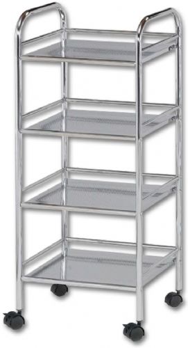 Alvin SH4CH Storage Cart 4-Shelf Chrome, Chrome-plated finish, Side and rear shelf rails keep contents from falling off the edge, Shelf: 14.5