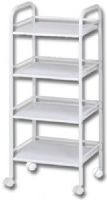 Alvin SH4WH Storage Cart 4-Shelf White, Matte powder-coated white finish, Side and rear shelf rails keep contents from falling off the edge, Shelf: 14.5" wide x 12" long, Vertical space between shelves: 8.5", Overall assembled dimensions: 12"d x 14.5"w x 29.75"h, Dimensions 38.39" x 13.19" x 3.15", Weight 12.13 lbs, UPC 088354960126 (ALVINSH4WH ALVIN SH4WH SH4 WH SH 4WH ALVIN-SH4WH SH4-WH SH-4WH) 