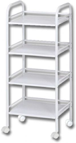 Alvin SH4WH Storage Cart 4-Shelf White, Matte powder-coated white finish, Side and rear shelf rails keep contents from falling off the edge, Shelf: 14.5