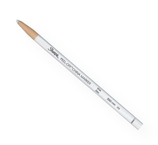 Sharpie 164T Peel-Off White China Marking Pencil; Moisture resistant with non-toxic odor-free pigments; They mark smoothly on any porous or non-porous material including china, glass, plastics, and metal; The pull of a string unwinds the paper wrapping to sharpen in a flash; Packaged 12/box; Shipping Weight 0.31 lb; Shipping Dimensions 6.75 x 2.25 x 0.12 in; UPC 070735020604 (SHARPIE164T SHARPIE-164T PEEL-OFF-164T ARTWORK DRAWING)
