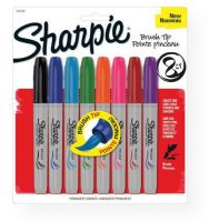 Sharpie 1810703  Brush Markers 8-Color Set; Permanent brush tip markers with a versatile tip create fine lines, bold strokes, and shading all with a single marker!; Set contains markers in 8 colors: Black, Blue, Green, Magenta, Orange, Purple, Red, and Turquoise; Colors subject to change; Shipping Weight 0.30 lb; Shipping Dimensions 8.10 x 0.75 x 6.75 inches; UPC 071641049451 (SHARPIE1810703 SHARPIE-1810703 DRAWING SKETCHING MARKER) 