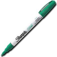 Sharpie 35537 Fine Point Paint Marker, Green, Permanent, Quick Drying; Permanent, oil-based opaque paint markers mark on light and dark surfaces; Use on virtually any surface, metal, pottery, wood, rubber, glass, plastic, stone, and more; Quick-drying, and resistant to water, fading, and abrasion; Xylene-free; AP certified; Green, Fine; Dimensions 5.00" x 0.38" x 0.38"; Weight 0.1 lbs; UPC 071641355378 (SHARPIE35537 SHARPIE 35537 SN35537 ALVIN FINE GREEN) 