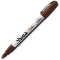 Sharpie 35538 Fine Point Paint Marker, Brown, Permanent, Quick Drying; Permanent, oil-based opaque paint markers mark on light and dark surfaces; Use on virtually any surface, metal, pottery, wood, rubber, glass, plastic, stone, and more; Quick-drying, and resistant to water, fading, and abrasion; Xylene-free; AP certified; Brown, Fine; Dimensions 5.00" x 0.38" x 0.38"; Weight 0.1 lbs; UPC 071641355385 (SHARPIE35538 SHARPIE 35538 SN35536 ALVIN FINE BROWN) 