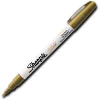 Sharpie 35544 Fine Point Paint Marker, Gold, Permanent, Quick Drying; Permanent, oil-based opaque paint markers mark on light and dark surfaces; Use on virtually any surface, metal, pottery, wood, rubber, glass, plastic, stone, and more; Quick-drying, and resistant to water, fading, and abrasion; Xylene-free; AP certified; Gold, Fine; Dimensions 5.00" x 0.38" x 0.38"; Weight 0.1 lbs; UPC 071641355446 (SHARPIE35544 SHARPIE 35544 SN35544 ALVIN FINE GOLD) 