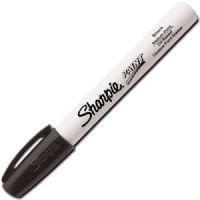 Sharpie 35549 Oil Paint Marker Medium Black; Permanent, oil-based opaque paint markers mark on light and dark surfaces; Use on virtually any surface; metal, pottery, wood, rubber, glass, plastic, stone, and more; Quick-drying, and resistant to water, fading, and abrasion; Xylene-free; AP certified; Black, Medium; Dimensions 5.5" x 0.62" x 0.62"; Weight 0.1 lbs; UPC 071641355491 (SHARPIE35549 SHARPIE 35549 OIL PAINT MARKER MEDIUM BLACK) 