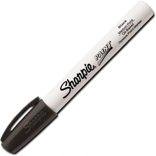 Sharpie 35549 Oil Paint Marker Medium Black; Permanent, oil-based opaque paint markers mark on light and dark surfaces; Use on virtually any surface; metal, pottery, wood, rubber, glass, plastic, stone, and more; Quick-drying, and resistant to water, fading, and abrasion; Xylene-free; AP certified; Black, Medium; Dimensions 5.5