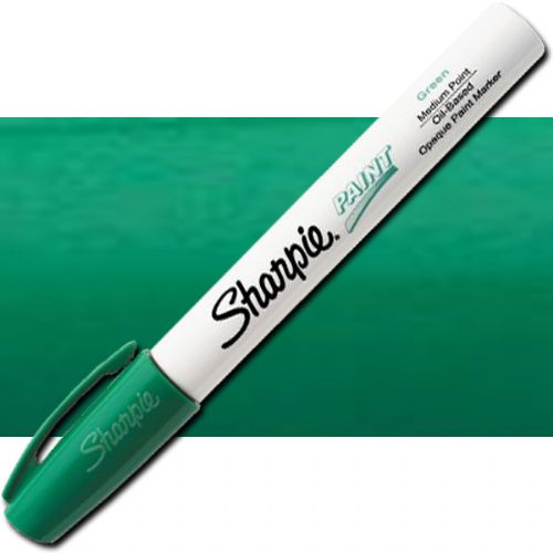 Sharpie 35552 Oil Paint Marker Medium Green; Permanent, oil-based opaque paint markers mark on light and dark surfaces; Use on virtually any surface; metal, pottery, wood, rubber, glass, plastic, stone, and more; Quick-drying, and resistant to water, fading, and abrasion; Xylene-free; AP certified; Green, Medium; Dimensions 5.5