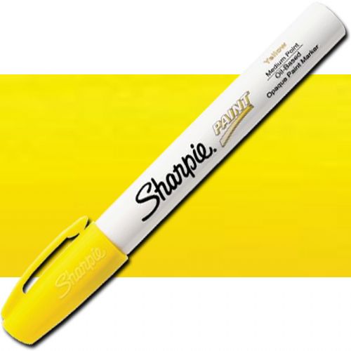 Sharpie 35554 Oil Paint Marker Medium Yellow; Permanent, oil-based opaque paint markers mark on light and dark surfaces; Use on virtually any surface; metal, pottery, wood, rubber, glass, plastic, stone, and more; Quick-drying, and resistant to water, fading, and abrasion; Xylene-free; AP certified; Yellow, Medium; Dimensions 5.5