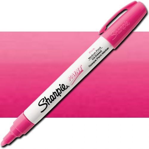 Sharpie 35555 Oil Paint Marker Medium Pink; Permanent, oil-based opaque paint markers mark on light and dark surfaces; Use on virtually any surface; metal, pottery, wood, rubber, glass, plastic, stone, and more; Quick-drying, and resistant to water, fading, and abrasion; Xylene-free; AP certified; Pink, Medium; Dimensions 5.5