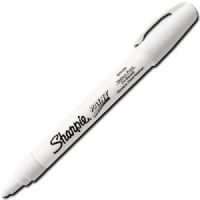 Sharpie 35558 Oil Paint Marker Medium White; Permanent, oil-based opaque paint markers mark on light and dark surfaces; Use on virtually any surface, metal, pottery, wood, rubber, glass, plastic, stone, and more; Quick-drying, and resistant to water, fading, and abrasion; Xylene-free; AP certified; White, Medium; Dimensions 5.5" x 0.62" x 0.62"; Weight 0.1 lbs; UPC 071641355583 (SHARPIE35558 SHARPIE 35558 OIL PAINT MARKER MEDIUM WHITE) 