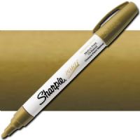 Sharpie 35559 Oil Paint Marker Medium Gold; Permanent, oil-based opaque paint markers mark on light and dark surfaces; Use on virtually any surface, metal, pottery, wood, rubber, glass, plastic, stone, and more; Quick-drying, and resistant to water, fading, and abrasion; Xylene-free; AP certified; Gold, Medium; Dimensions 5.5" x 0.62" x 0.62"; Weight 0.1 lbs; UPC 071641355590 (SHARPIE35559 SHARPIE 35559 OIL PAINT MARKER MEDIUM GOLD) 