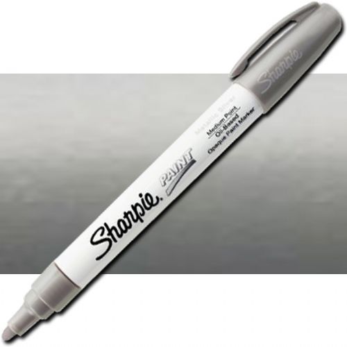 Sharpie 35560 Oil Paint Marker Medium Silver; Permanent, oil-based opaque paint markers mark on light and dark surfaces; Use on virtually any surface, metal, pottery, wood, rubber, glass, plastic, stone, and more; Quick-drying, and resistant to water, fading, and abrasion; Xylene-free; AP certified; Silver, Medium; Dimensions 5.5