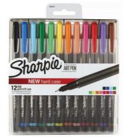 Sharpie SN1982057 Art Pens with Hard Case 12 Set; Colors won't bleed through paper; Fine tip and vibrant, richly pigmented colors make it easy to fill in every detail for picture perfect adult coloring book pages, planners, notes and more; To ensure your marks endure, the Sharpie pen ink is acid free, quickvdrying and formulated to resist both smearing and fading; Dimensions 0.94 x 5.69 x 0.38 inches; Weight 0.38 lbs; UPC 071641116801 (SHARPIESN1982057 SHARPIE-SN1982057 MARKER DRAWING) 