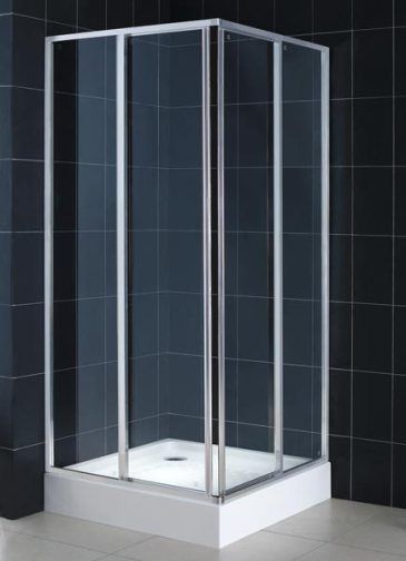 Dreamline SHEN-8134344-01 CornerView Shower Enclosure, Chrome Finish, 3/16-Inch tempered safety clear glass, Corner-opening sliding tempered glass doors, Anodized aluminum profiles, Designed to install against finished walls, Size 34 x 34 x 72 7/8 Inches, UPC 815324013113 (SHEN813434401 SHEN8134344-01 SHEN-813434401 SHEN-8134344)