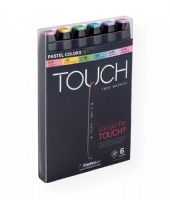 ShinHan Art 1100616 TOUCH Twin Pastel Colors 6-Piece Marker Set; An advanced alcohol-based ink formula that ensures rich color saturation and coverage with silky ink flow; The alcohol-based ink doesn't dissolve printed ink toner, allowing for odorless, vividly colored artwork on printed materials; The delivery of ink flow can be perfectly controlled to allow precision drawing; EAN 8809326961925 (SHINHANART1100616 SHINHANART-1100616 TOUCH-TWIN-1100616 MARKER DRAWING) 