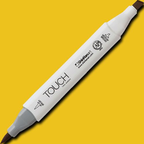 ShinHan Art 1210032-YR32 TOUCH Twin Brush, Deep Yellow Marker; An advanced alcohol-based ink formula that ensures rich color saturation and coverage with silky ink flow; The alcohol-based ink doesn't dissolve printed ink toner, allowing for odorless, vividly colored artwork on printed materials; EAN 8809309663778 (SHINHANART1210032YR32 SHINHAN ART 1210032-YR32 19929-4320 ALVIN TWIN BRUSH DEEP YELLOW MARKER)