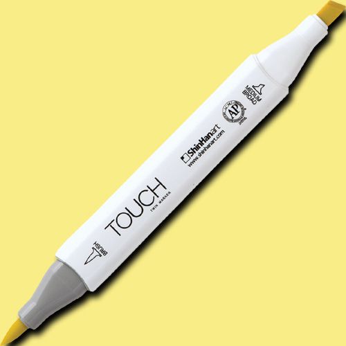 ShinHan Art 1210045-Y45 TOUCH Twin Brush, Canaria Yellow Marker; An advanced alcohol-based ink formula that ensures rich color saturation and coverage with silky ink flow; The alcohol-based ink doesn't dissolve printed ink toner, allowing for odorless, vividly colored artwork on printed materials; EAN 8809309663884 (SHINHANART1210045Y45 SHINHAN ART 1210045-Y45 19929-4260 ALVIN TWIN BRUSH CANARIA YELLOW MARKER)