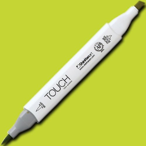 ShinHan Art 1210048-GY48 TOUCH Twin Brush, Yellow Green Marker; An advanced alcohol-based ink formula that ensures rich color saturation and coverage with silky ink flow; The alcohol-based ink doesn't dissolve printed ink toner, allowing for odorless, vividly colored artwork on printed materials; EAN 8809309660449 (SHINHANART1210048GY48 SHINHAN ART 1210048-GY48 19929-4750 ALVIN TWIN BRUSH YELLOW GREEN MARKER)