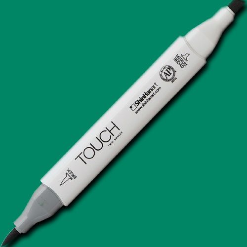 ShinHan Art 1210054-G54 TOUCH Twin Brush, Viridian Marker; An advanced alcohol-based ink formula that ensures rich color saturation and coverage with silky ink flow; The alcohol-based ink doesn't dissolve printed ink toner, allowing for odorless, vividly colored artwork on printed materials; EAN 8809309663976 (SHINHANART1210054G54 SHINHAN ART 1210054-G54 19929-4790 ALVIN TWIN BRUSH VIRIDIAN MARKER)