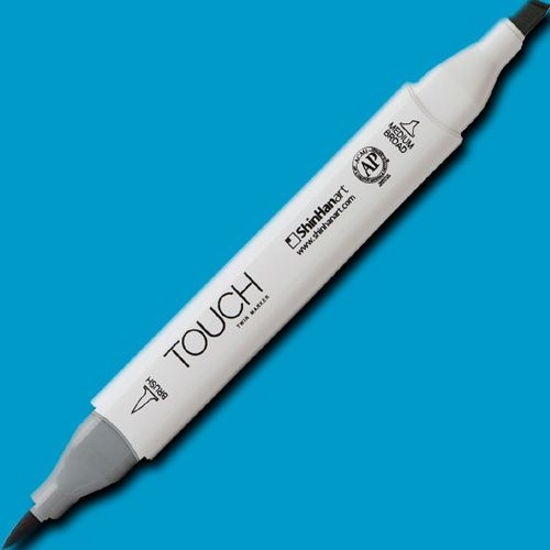 ShinHan Art 1210063-B63 TOUCH Twin Brush, Cerulean Blue Marker; An advanced alcohol-based ink formula that ensures rich color saturation and coverage with silky ink flow; The alcohol-based ink doesn't dissolve printed ink toner, allowing for odorless, vividly colored artwork on printed materials; EAN 8809309664058 (SHINHANART1210063B63 SHINHAN ART 1210063-B63 19929-5160 ALVIN TWIN BRUSH CERULEAN BLUE MARKER)