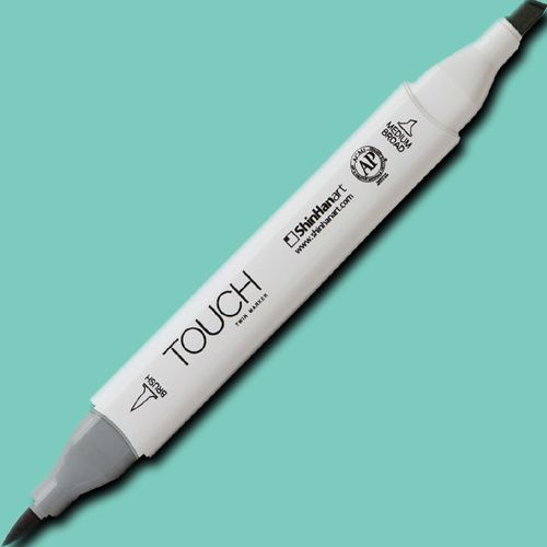 ShinHan Art 1210068-B68 TOUCH Twin Brush, Turquoise Blue Marker; An advanced alcohol-based ink formula that ensures rich color saturation and coverage with silky ink flow; The alcohol-based ink doesn't dissolve printed ink toner, allowing for odorless, vividly colored artwork on printed materials; EAN 8809309664102 (SHINHANART1210068B68 SHINHAN ART 1210068-B68 19929-5110 ALVIN TWIN BRUSH TURQUOISE BLUE MARKER)
