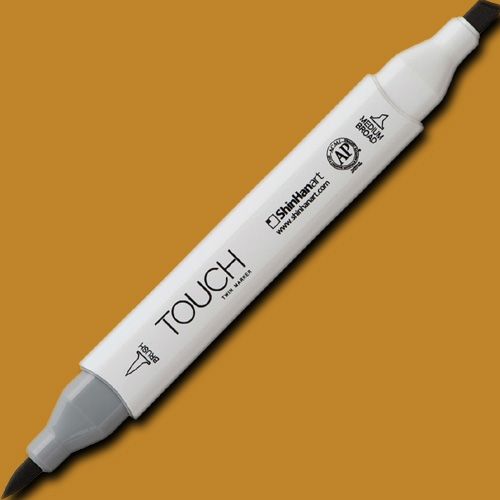 ShinHan Art 1210101-BR101 TOUCH Twin Brush, Yellow Ochre Marker; An advanced alcohol-based ink formula that ensures rich color saturation and coverage with silky ink flow; The alcohol-based ink doesn't dissolve printed ink toner, allowing for odorless, vividly colored artwork on printed materials; EAN 8809309664393 (SHINHANART1210101BR101 SHINHAN ART 1210101-BR101 19929-4040 ALVIN TWIN BRUSH YELLOW OCHRE MARKER)