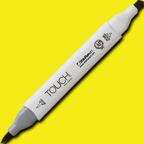 ShinHan Art 1210123-F123 TOUCH Twin Brush, Fluorescent Yellow Marker; An advanced alcohol-based ink formula that ensures rich color saturation and coverage with silky ink flow; The alcohol-based ink doesn't dissolve printed ink toner, allowing for odorless, vividly colored artwork on printed materials; EAN 8809309664485 (SHINHANART1210123F123 SHINHAN ART 1210123-F123 19929-4240 ALVIN TWIN BRUSH FLUORESCENT YELLOW MARKER)