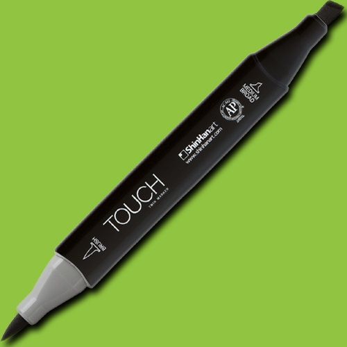ShinHan Art 1210234-GY234 TOUCH Twin Brush, Leaf Green Marker; An advanced alcohol-based ink formula that ensures rich color saturation and coverage with silky ink flow; The alcohol-based ink doesn't dissolve printed ink toner, allowing for odorless, vividly colored artwork on printed materials; EAN 8809326960485 (SHINHANART1210234GY234 SHINHAN ART 1210234-GY234 19929-7150 ALVIN TWIN BRUSH LEAF GREEN MARKER)