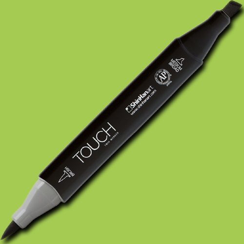 ShinHan Art 1210236-GY236 TOUCH Twin Brush, Spring Green Marker; An advanced alcohol-based ink formula that ensures rich color saturation and coverage with silky ink flow; The alcohol-based ink doesn't dissolve printed ink toner, allowing for odorless, vividly colored artwork on printed materials; EAN 8809326960492 (SHINHANART1210236GY236 SHINHAN ART 1210236-GY236 19929-7340 ALVIN TWIN BRUSH SPRING GREEN MARKER)