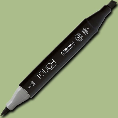 ShinHan Art 1210237-GY237 TOUCH Twin Brush, Willow Green Marker; An advanced alcohol-based ink formula that ensures rich color saturation and coverage with silky ink flow; The alcohol-based ink doesn't dissolve printed ink toner, allowing for odorless, vividly colored artwork on printed materials; EAN 8809326960522 (SHINHANART1210237GY237 SHINHAN ART 1210237-GY237 19929-7940 ALVIN TWIN BRUSH WILLOW GREEN MARKER)