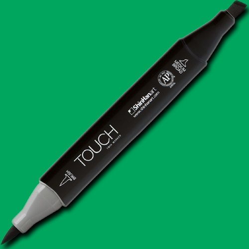 ShinHan Art 1210243-G243 TOUCH Twin Brush, Green Deep Marker; An advanced alcohol-based ink formula that ensures rich color saturation and coverage with silky ink flow; The alcohol-based ink doesn't dissolve printed ink toner, allowing for odorless, vividly colored artwork on printed materials; EAN 8809326960553 (SHINHANART1210243G243 SHINHAN ART 1210243-G243 19929-7020 ALVIN TWIN BRUSH GREEN DEEP MARKER)