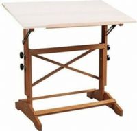Alvin SHOP607 Pavilion Drafting Art Table Base ONLY; Solid Wood Base Construction; Strong, Stable, and Sturdy; 24" Pencil Ledge; Adjustable Height From 31" to 40" and Horizontal Up to a 60-Degree Angle; Attractive Appearance; Weight 15 lbs (SHOP-607 SHOP 607) 