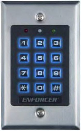 Seco-Larm SK-1131-SQ ENFORCER Illuminated Indoor Stand-Alone Access Control Keypad; 3 Outputs; 120 unique 4-8 digit codes, 111110000 possible user code combinations; Stainless-steel face, durable and attractive; Easily delete individual codes; Programmable lockout or duress output after 5-10 unsuccessful attempts to key in code; UPC 676544003328 (SK1131SQ SK1131-SQ SK-1131SQQ) 