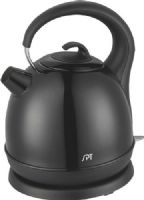 Sunpentown SK-1715B Stainless Cordless Electric Kettle, Black, 1.7 liters capacity, Stainless steel body with black coating, Patented Otter temperature controller, Powerful 1500W heating element for rapid boiling, Cord-free kettle easily removes from base, 360 degrees swivel base, Concealed heating element, Cord storage, UPC 876840004221 (SK1715B SK 1715B SK-1715) 